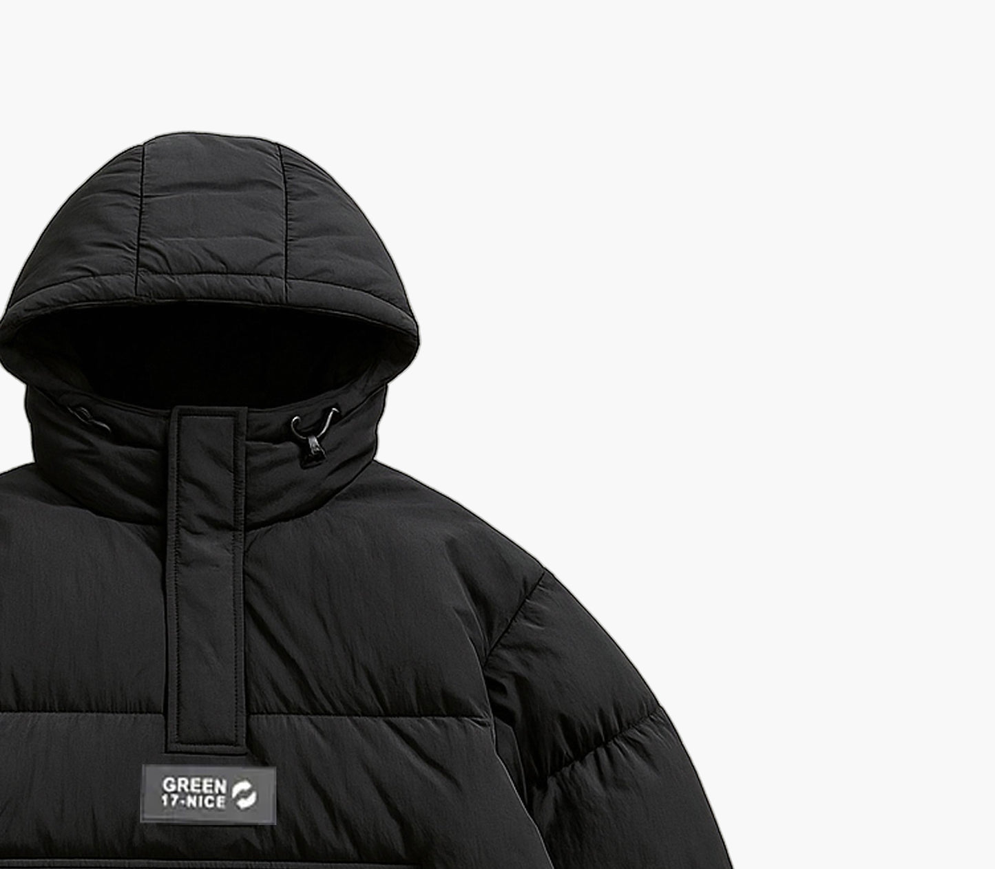 Men’s Winter Hooded Jacket – Warm Half-Zip Coat with Large Pockets