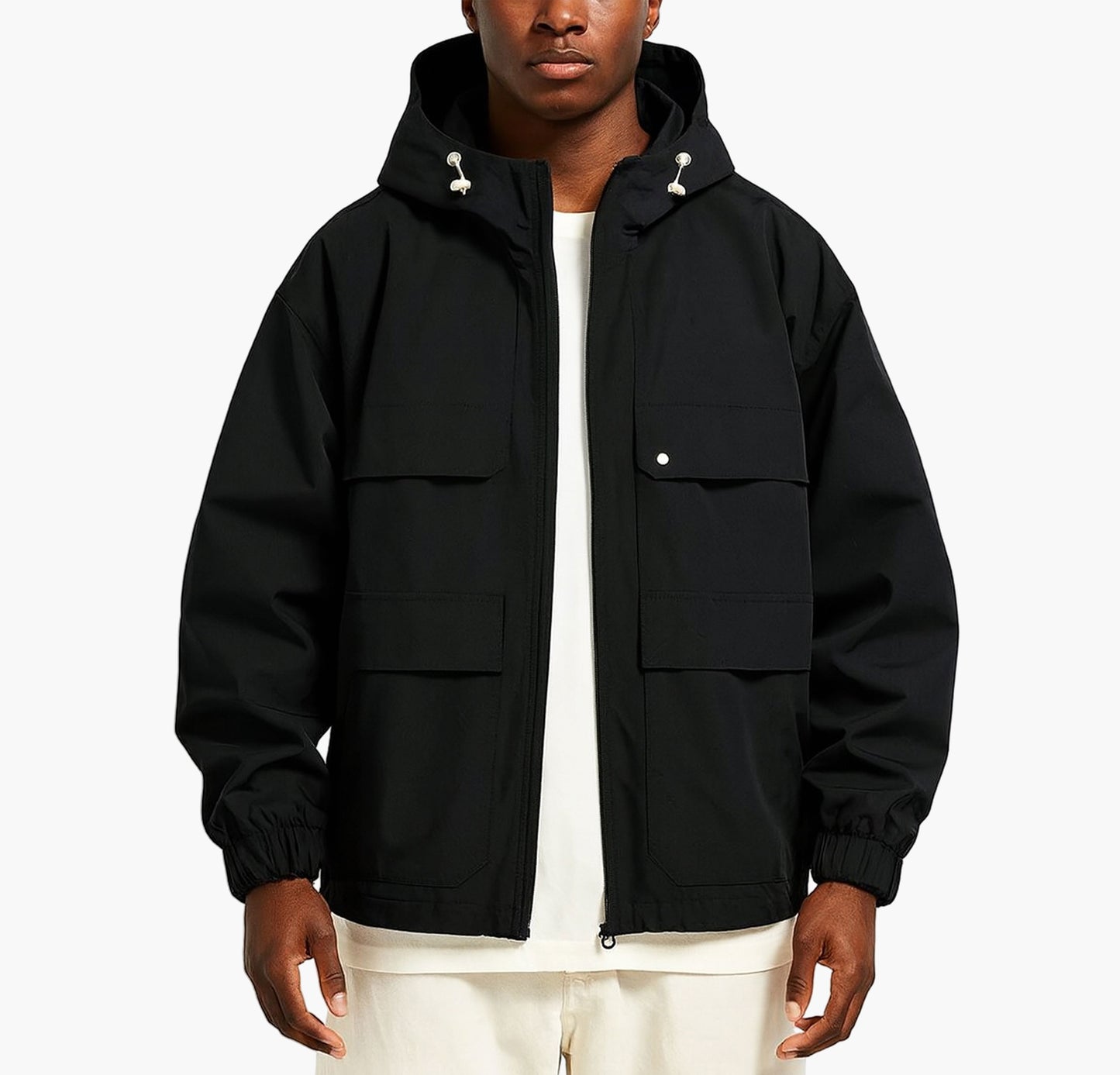 Men’s Olive Green Hooded Jacket – All-Season Outdoor Coat