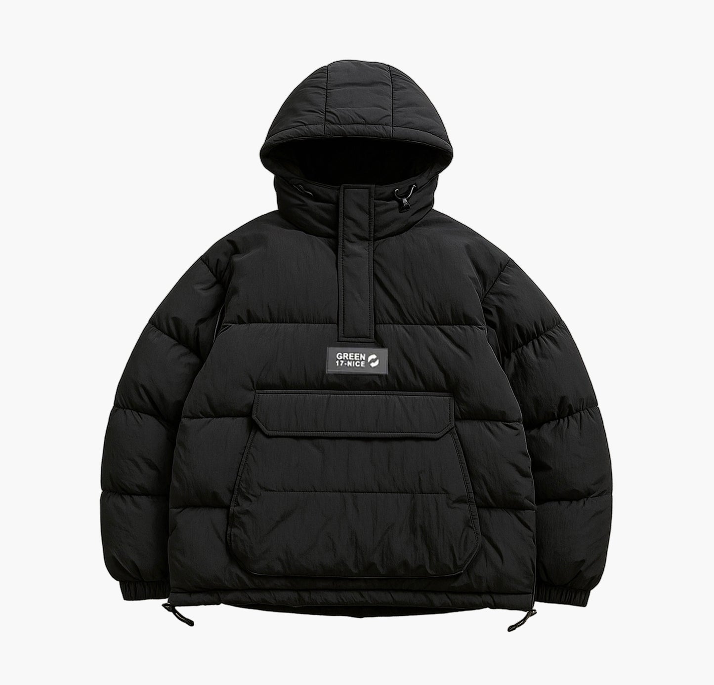 Men’s Winter Hooded Jacket – Warm Half-Zip Coat with Large Pockets