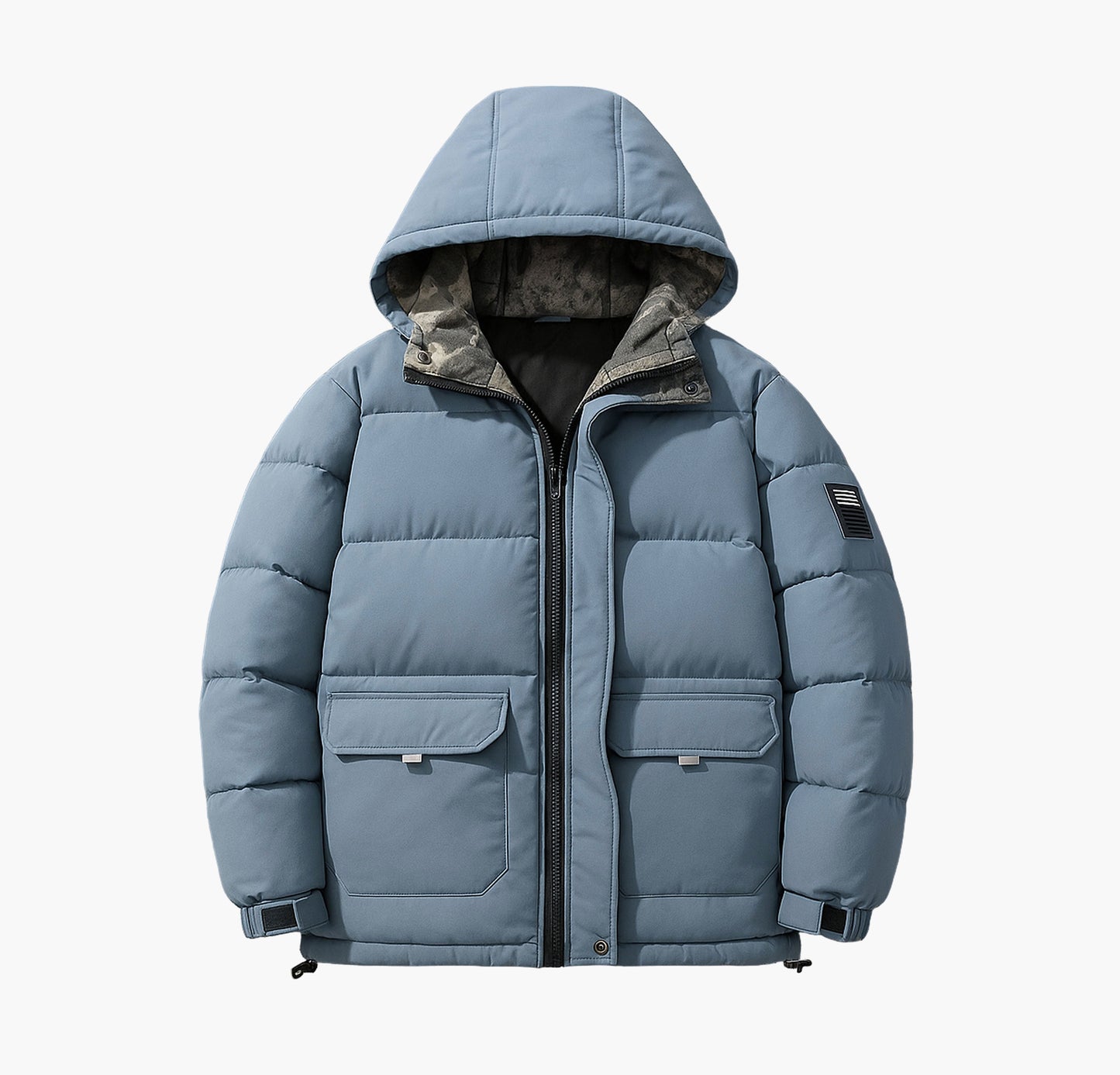 Men’s Heavy-Duty Hooded Winter Jacket – Windproof Full-Zip Outdoor Coat