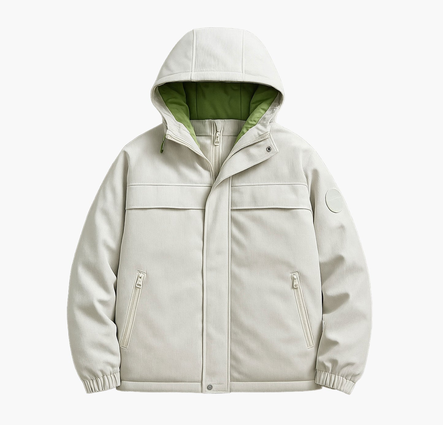 Men’s Heavy-Duty Hooded Winter Jacket – Insulated Full-Zip Color-Block Coat