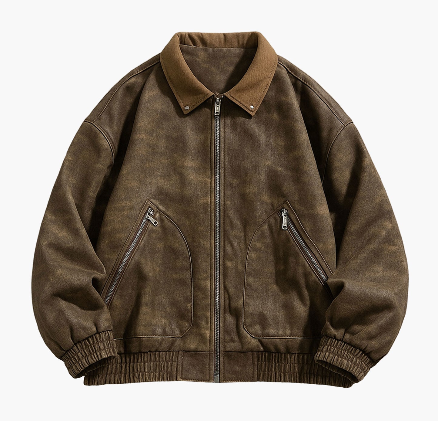 Men’s Softshell Motorcycle Jacket – Black Streetwear Zip-Up with Stand Collar