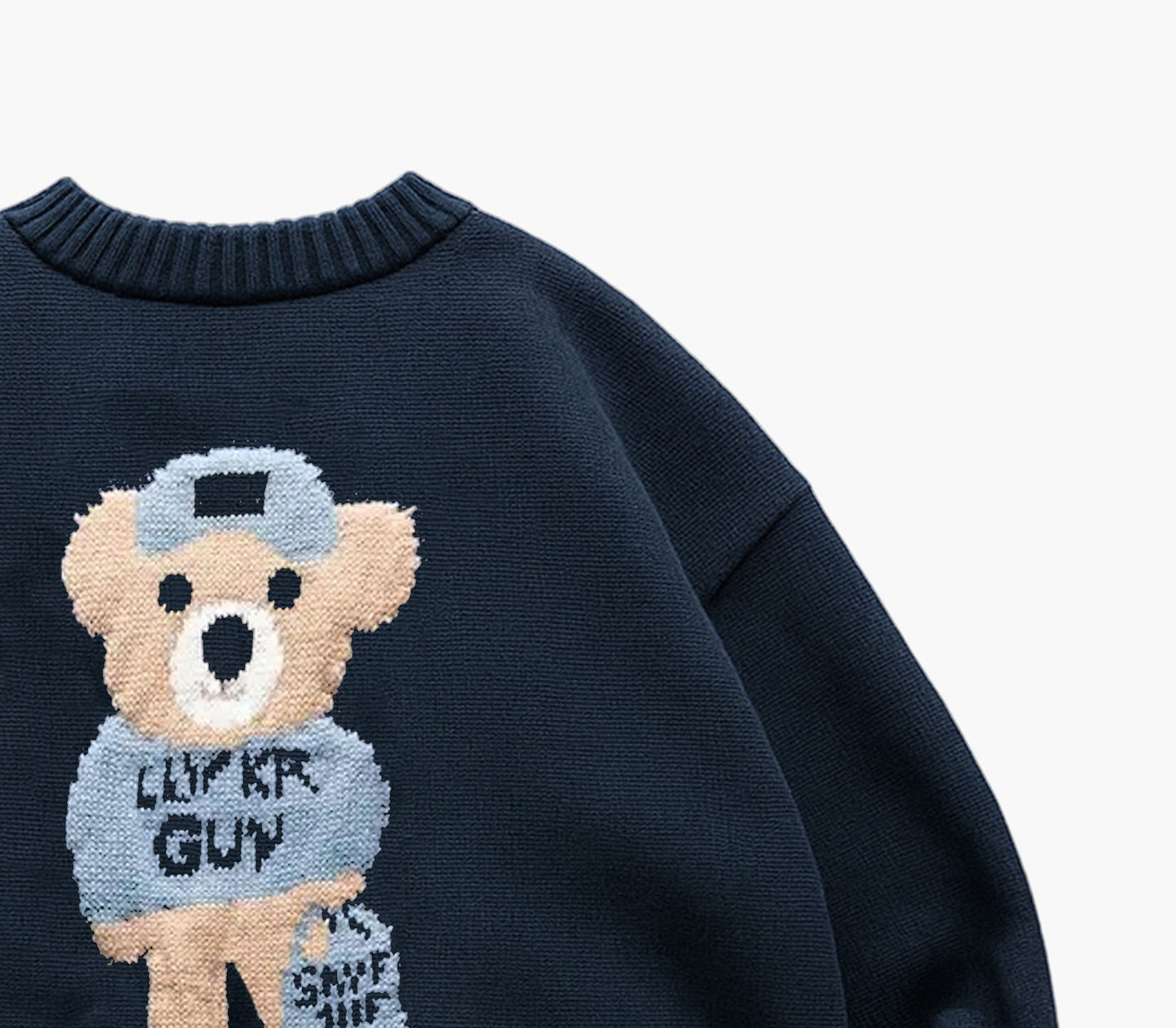 Unisex Teddy Bear Sweater – Beige Knit Pullover for Couples & Casual Wear