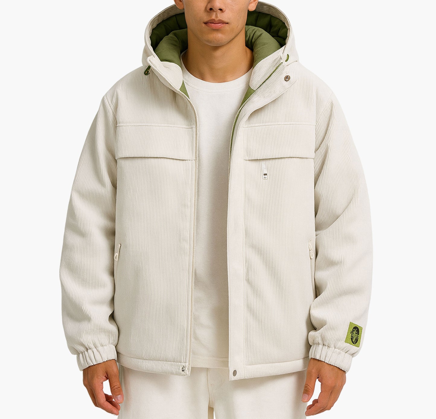 Men’s Heavy-Duty Hooded Winter Jacket – Insulated Full-Zip Color-Block Coat