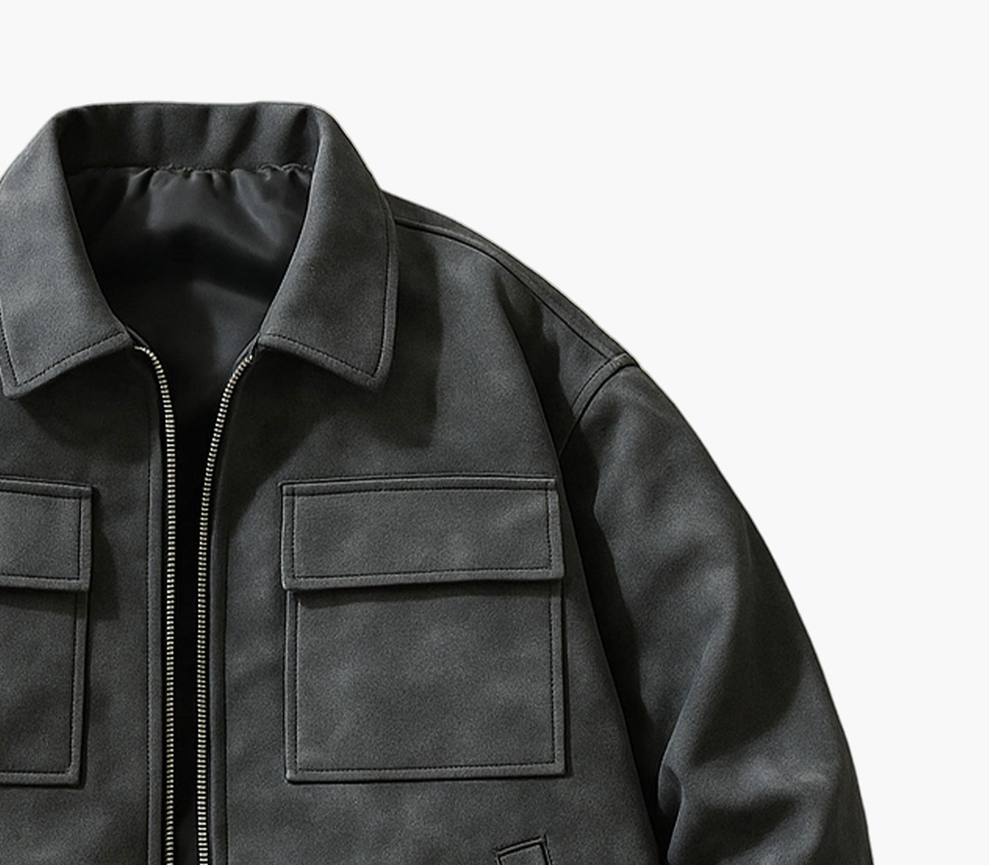 Men’s Vintage-Inspired Gray Bomber Jacket – Casual Zip-Up Streetwear Coat