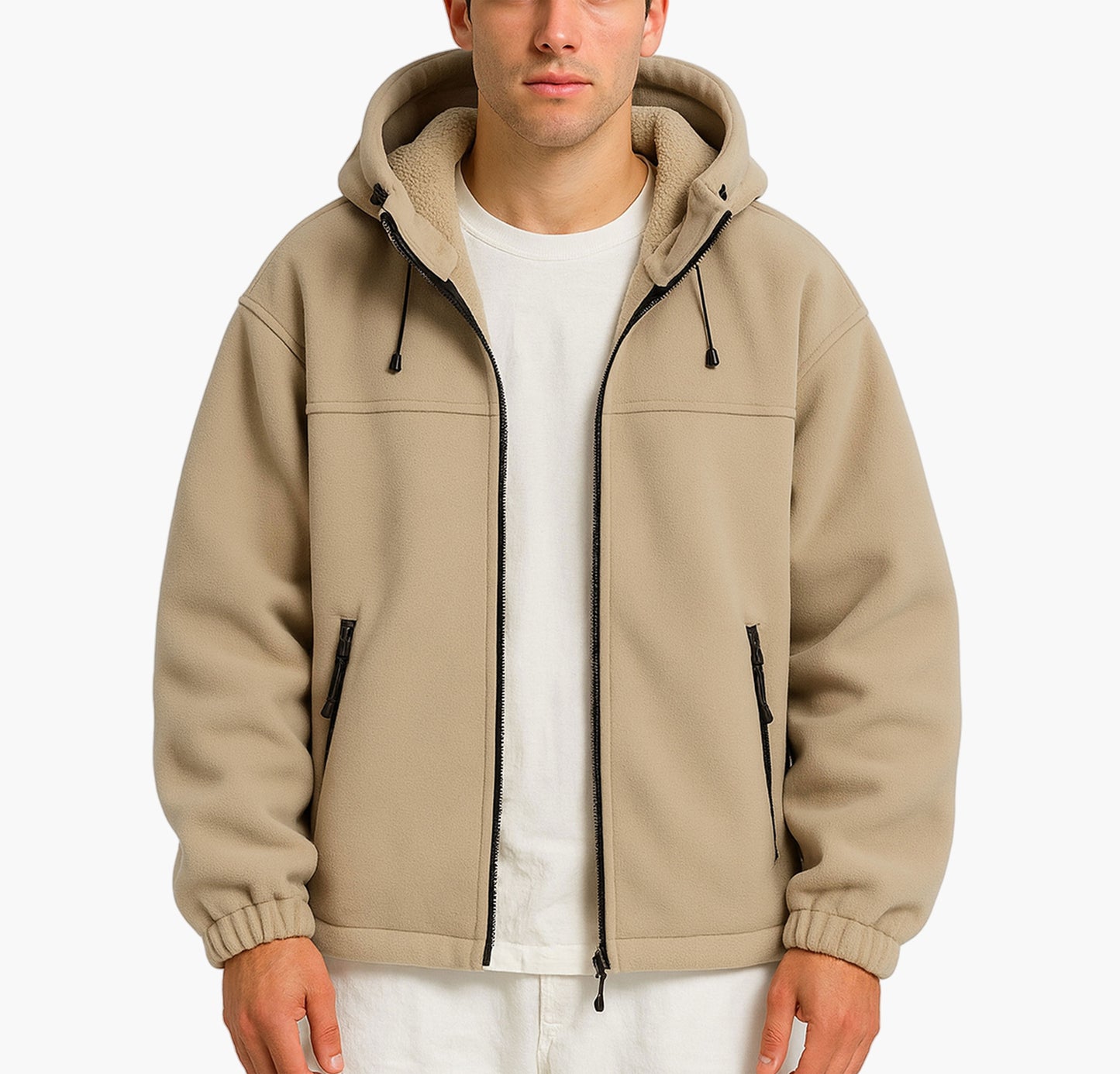 Men’s Heavy-Duty Hooded Jacket – Insulated Full-Zip Winter Coat