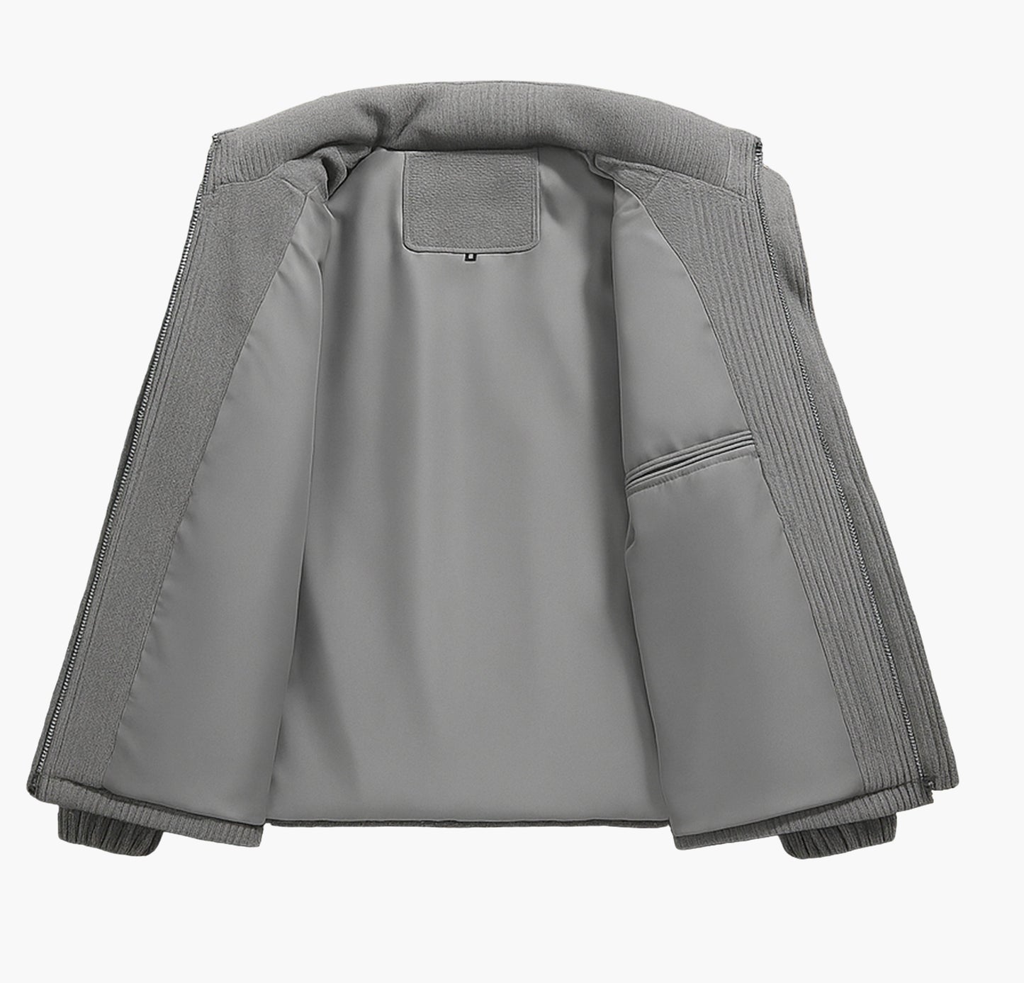 Men’s Heavy-Duty Winter Jacket – Full-Zip Stand Collar Coat