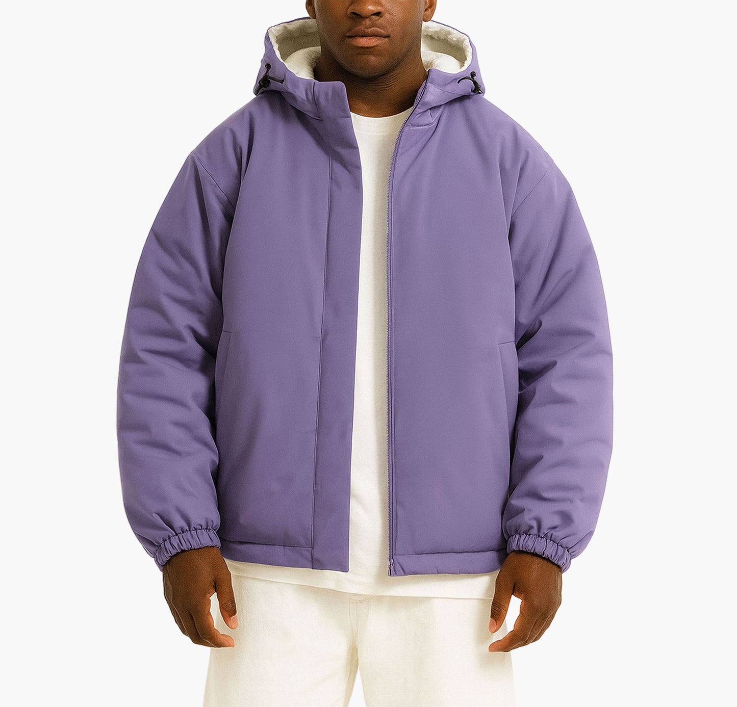 Unisex Reversible Hooded Jacket – White & Mint Green Colorblock Winter Coat