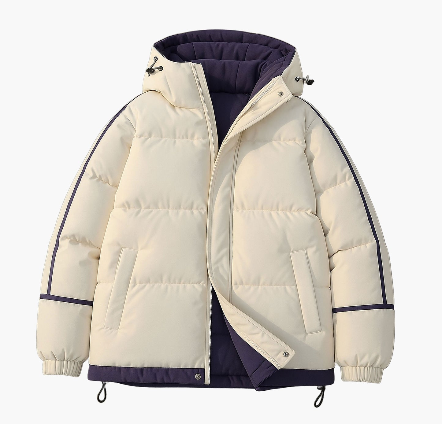 Men’s Heavy-Duty Winter Jacket – Hooded Full-Zip Coat for Outdoor Activities