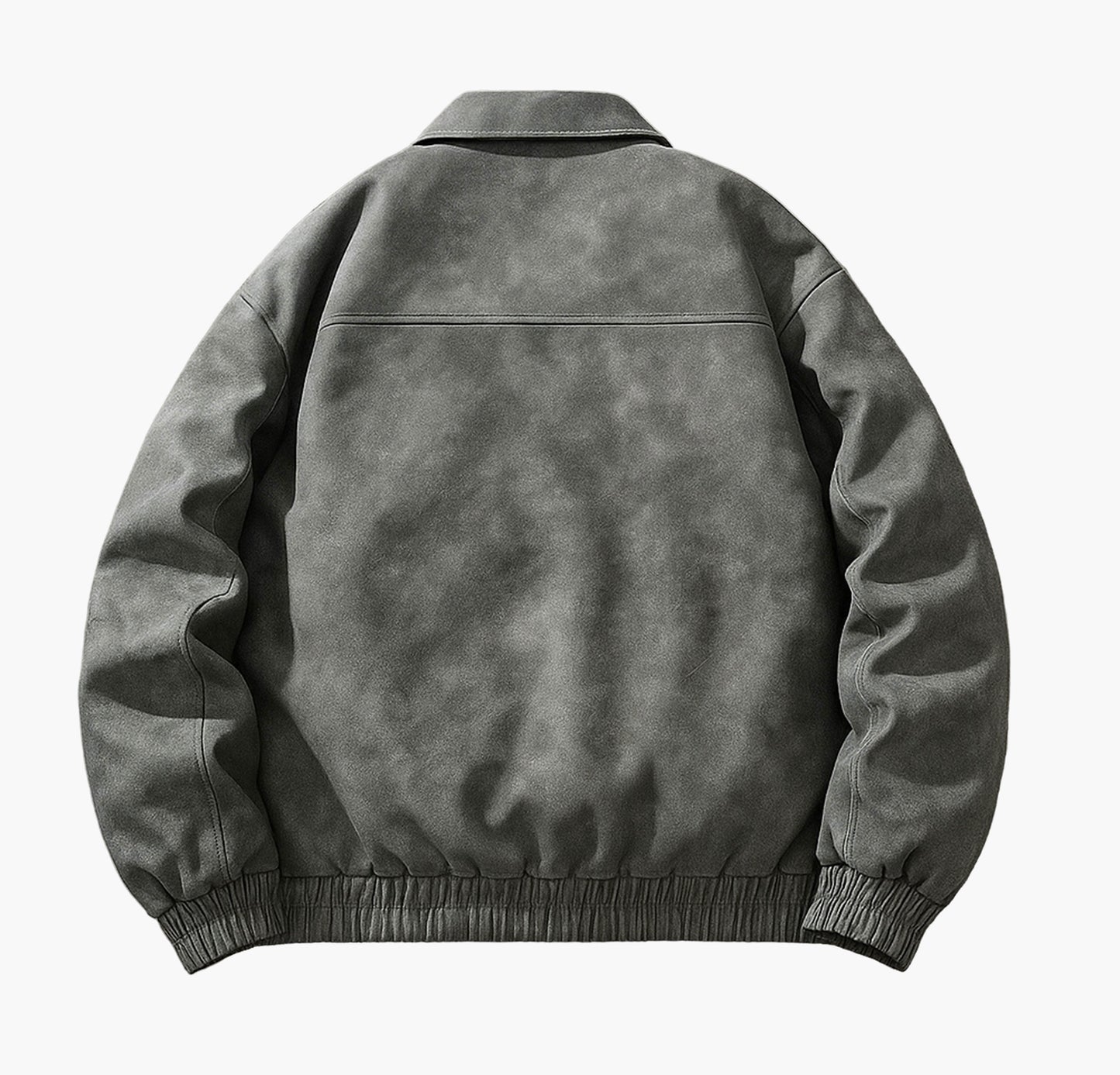 Men’s Vintage-Inspired Gray Bomber Jacket – Casual Zip-Up Streetwear Coat