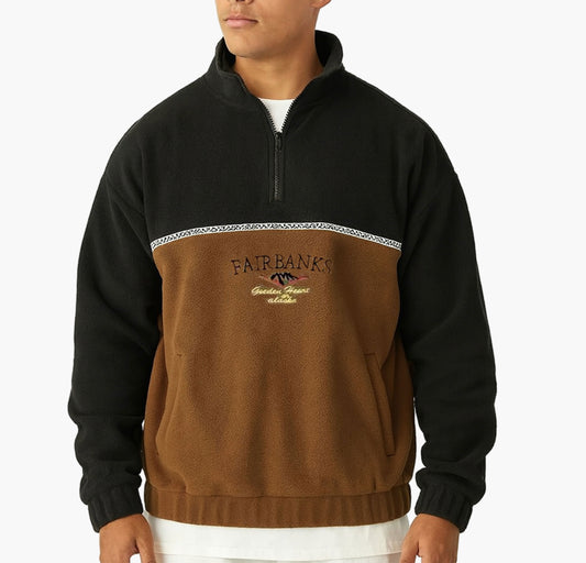 Men’s Color Block Fleece Hoodie – Zip-Up Sweatshirt with Embroidered Logo