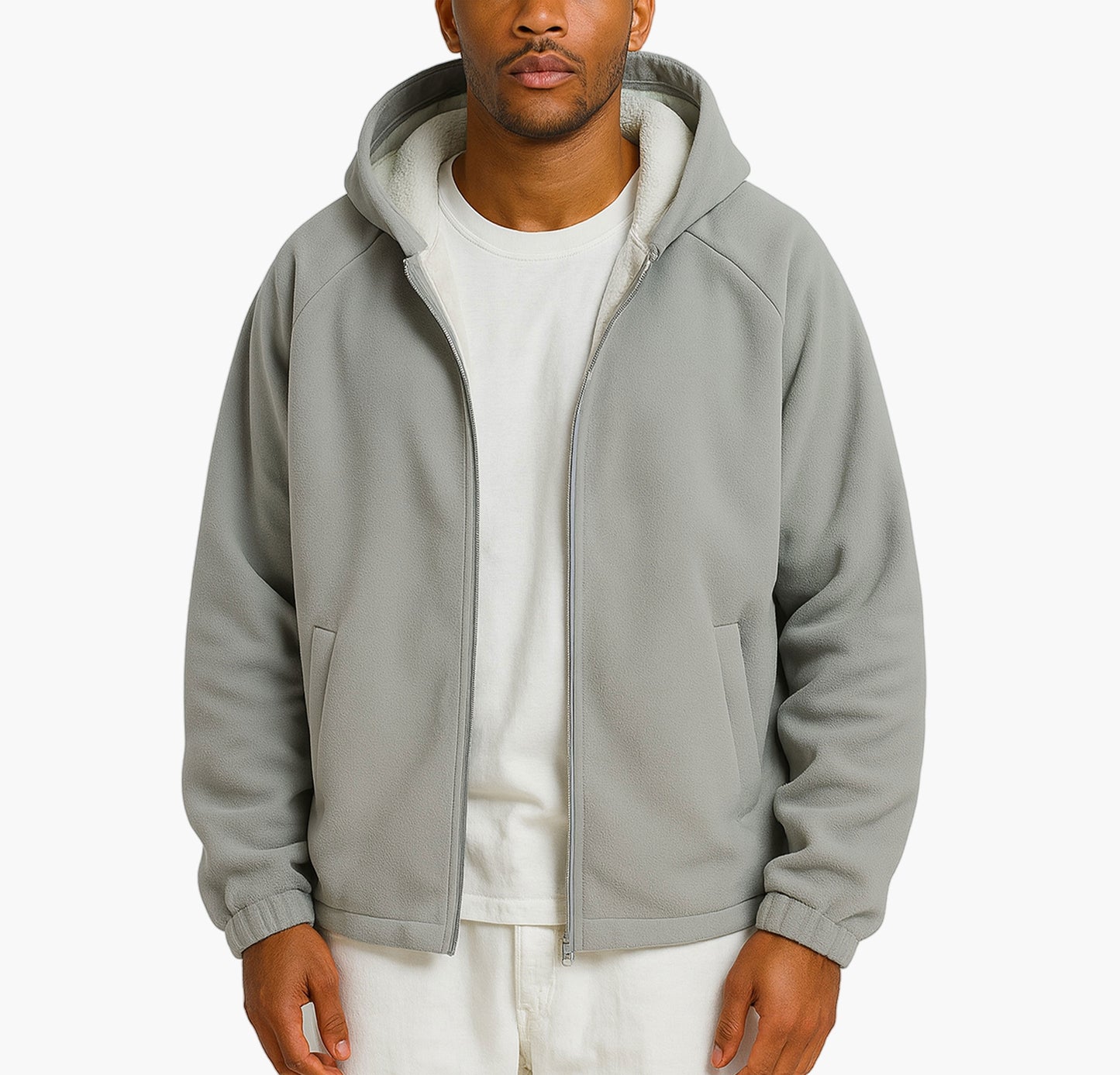 Men’s Hooded Fleece Jacket – Full-Zip Casual Pullover Coat