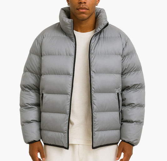 Men’s Windproof Winter Jacket – Stand-Collar Coat with Vest-Like Back Design