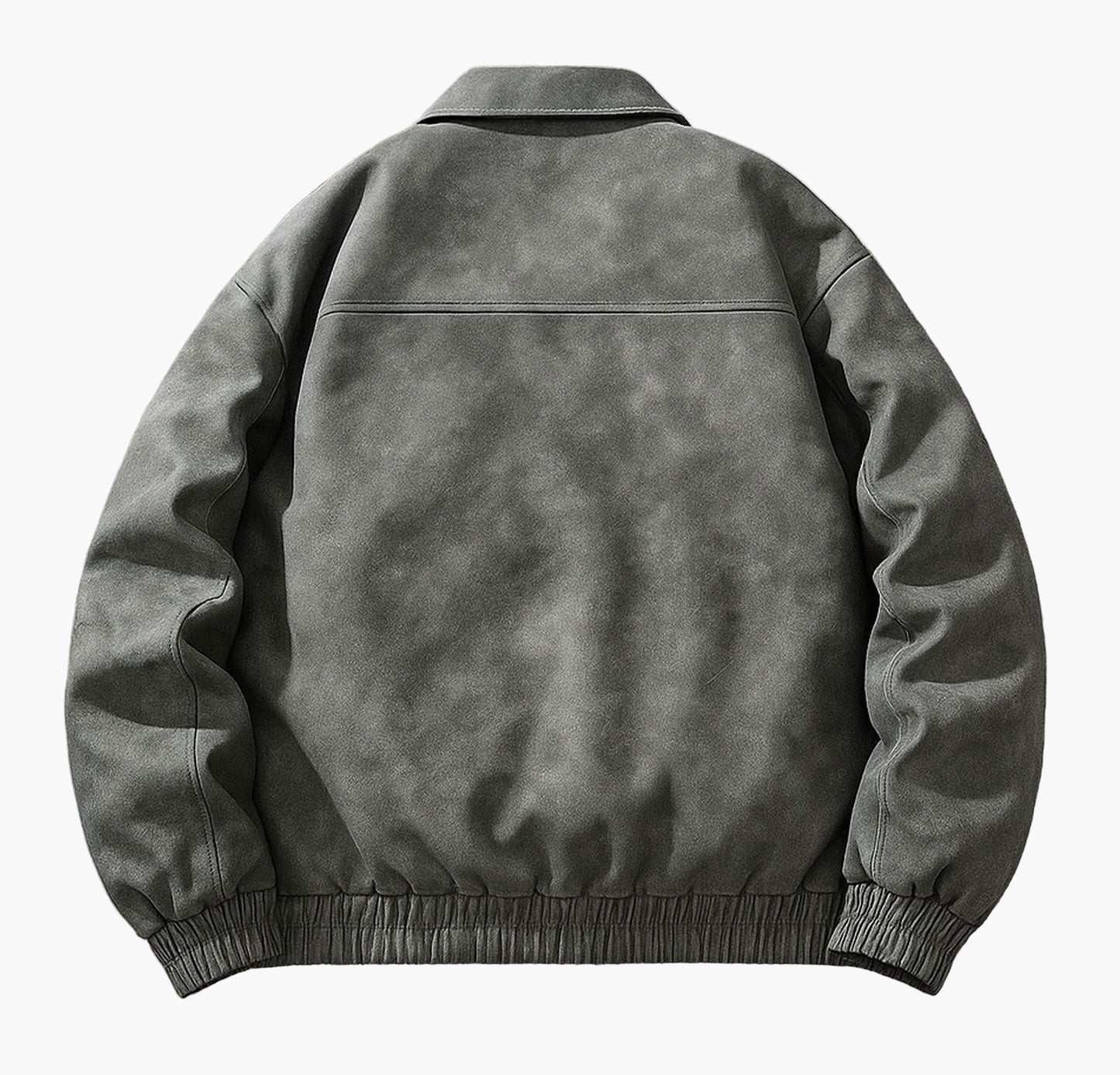 Men’s Gray Bomber Jacket – Casual Zip-Up Streetwear Coat with Pockets