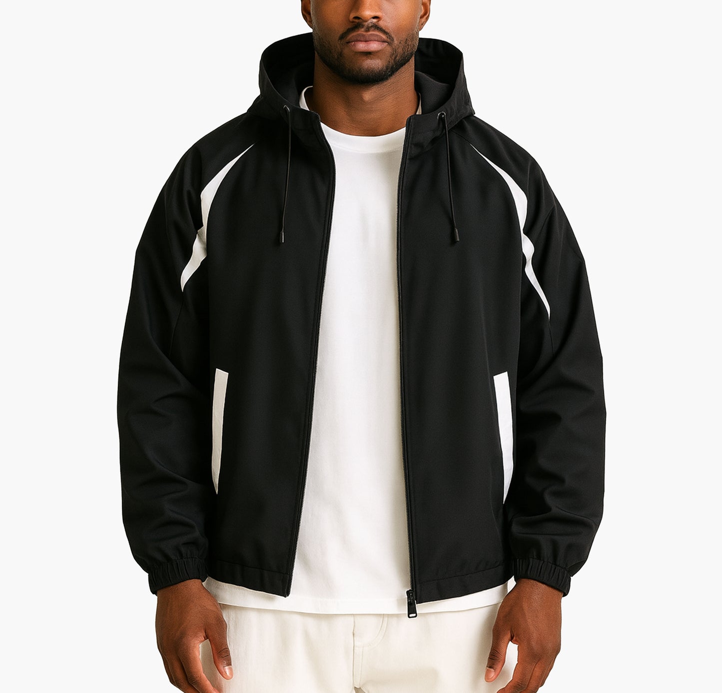 Men’s Lightweight Windproof Jacket – Hooded Burgundy Zip-Up Windbreaker