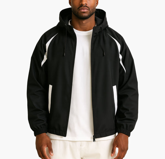 Men’s Lightweight Windproof Jacket – Hooded Burgundy Zip-Up Windbreaker