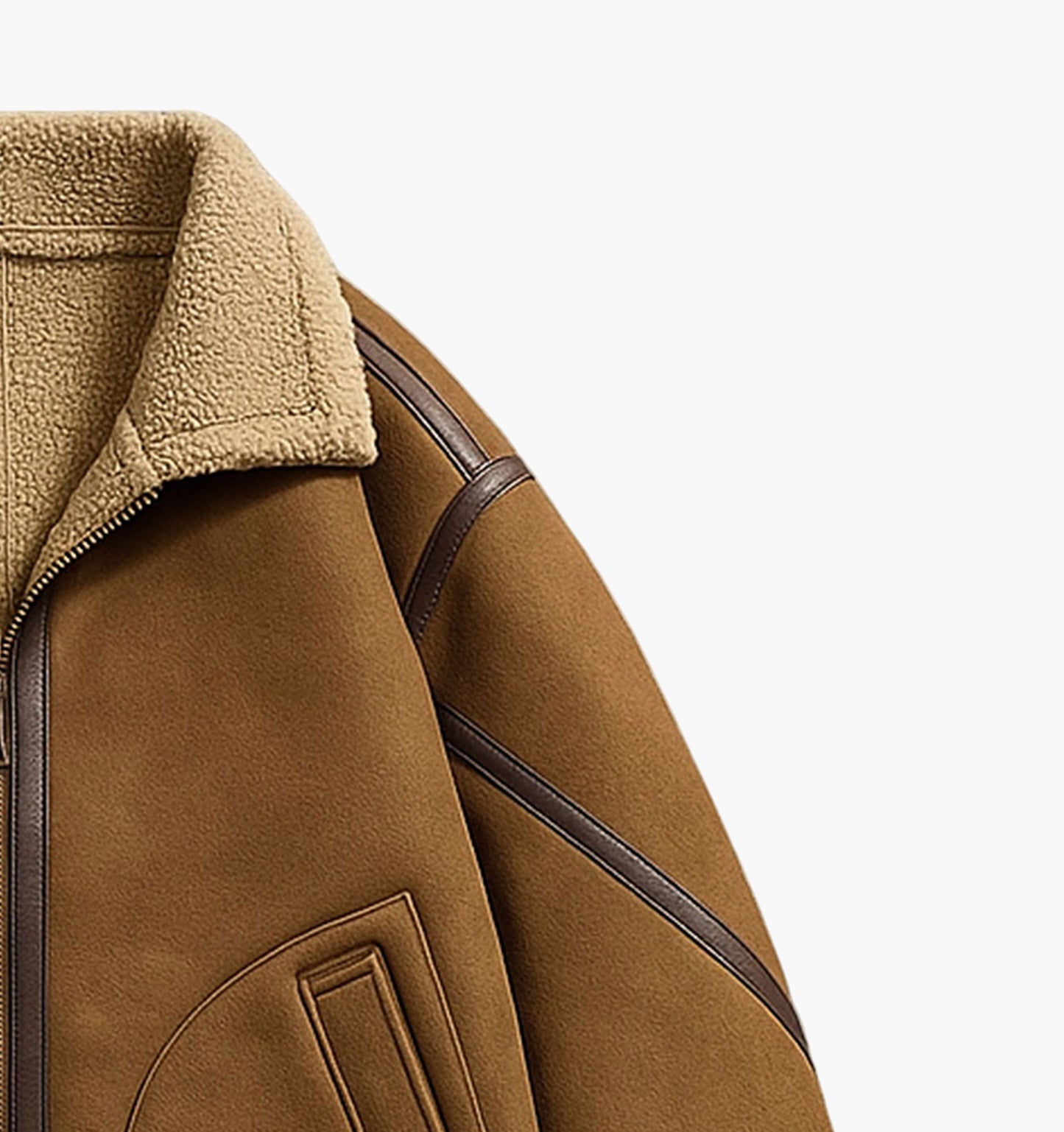 Men’s Retro Striped Fleece Jacket – Warm Zip-Up Winter Coat with Pockets