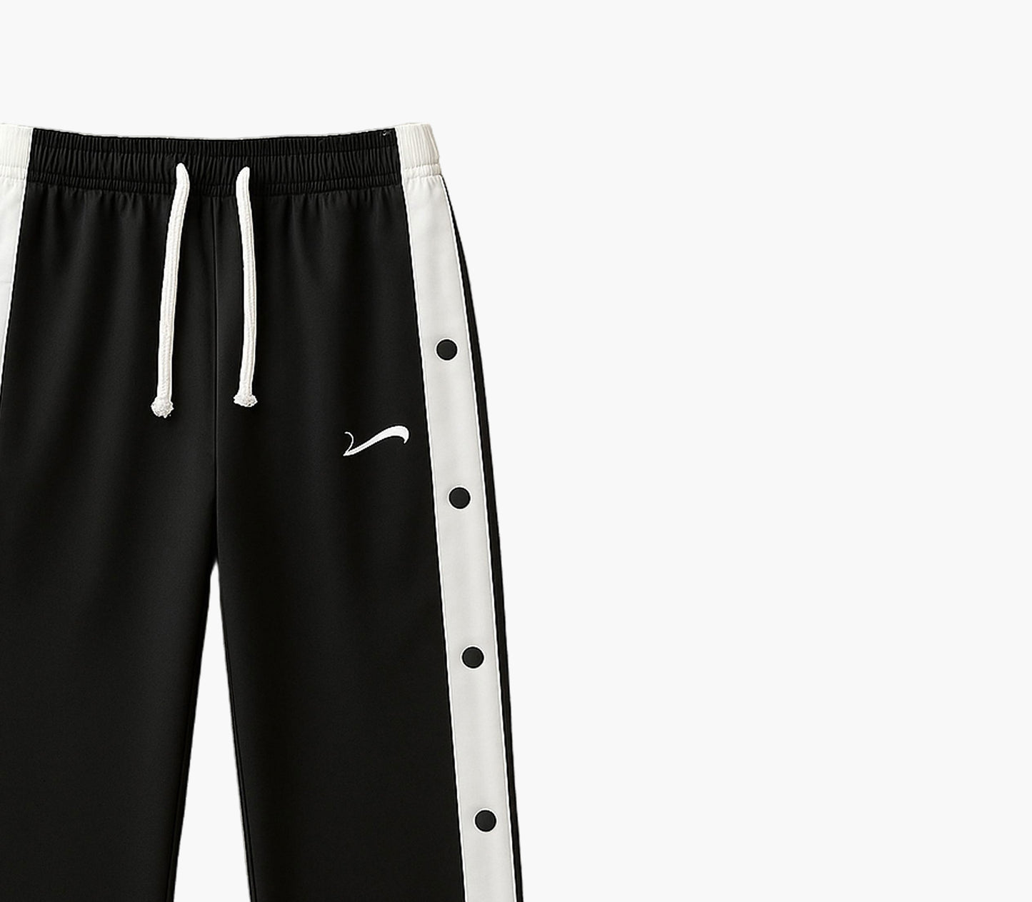 Men’s Black Basketball Pants – Drawstring Joggers with White Accents & Elastic Cuffs