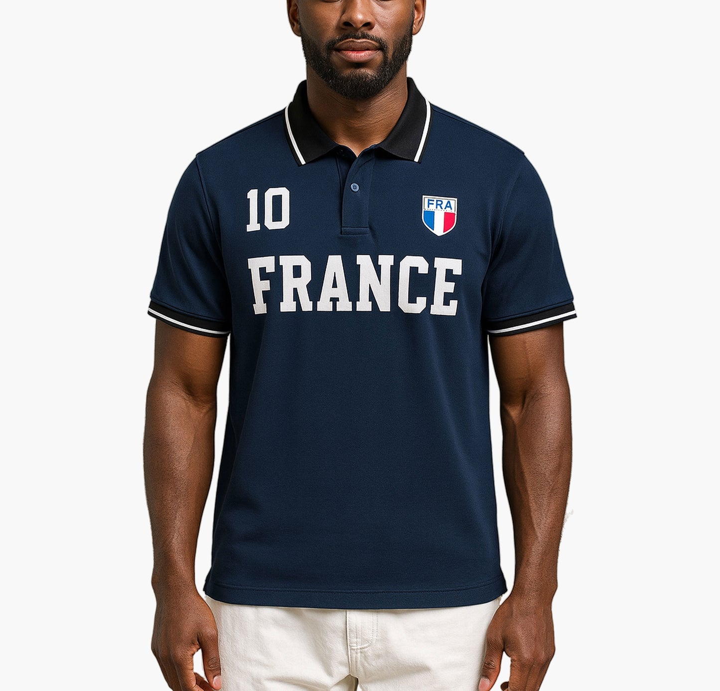 Men’s Khaki “FRANCE” Polo Shirt – Short Sleeve Golf Top