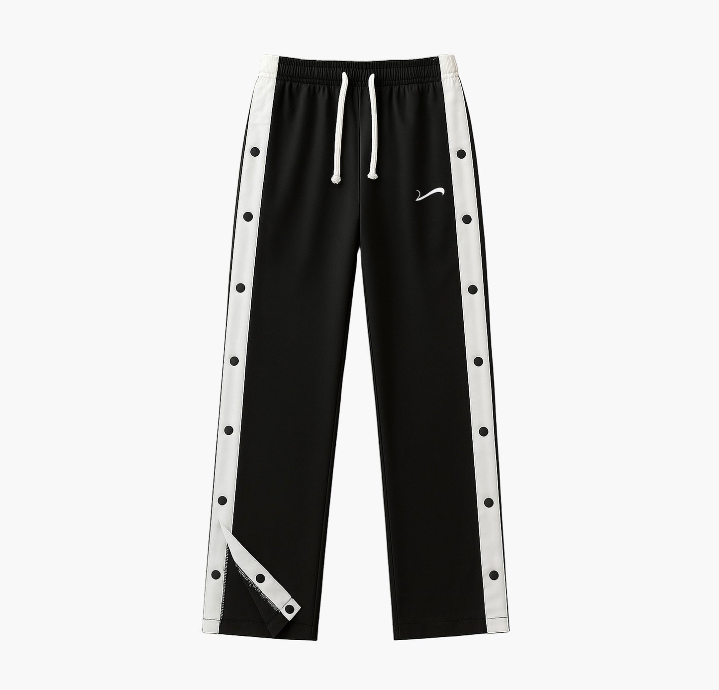 Men’s Black Basketball Pants – Drawstring Joggers with White Accents & Elastic Cuffs