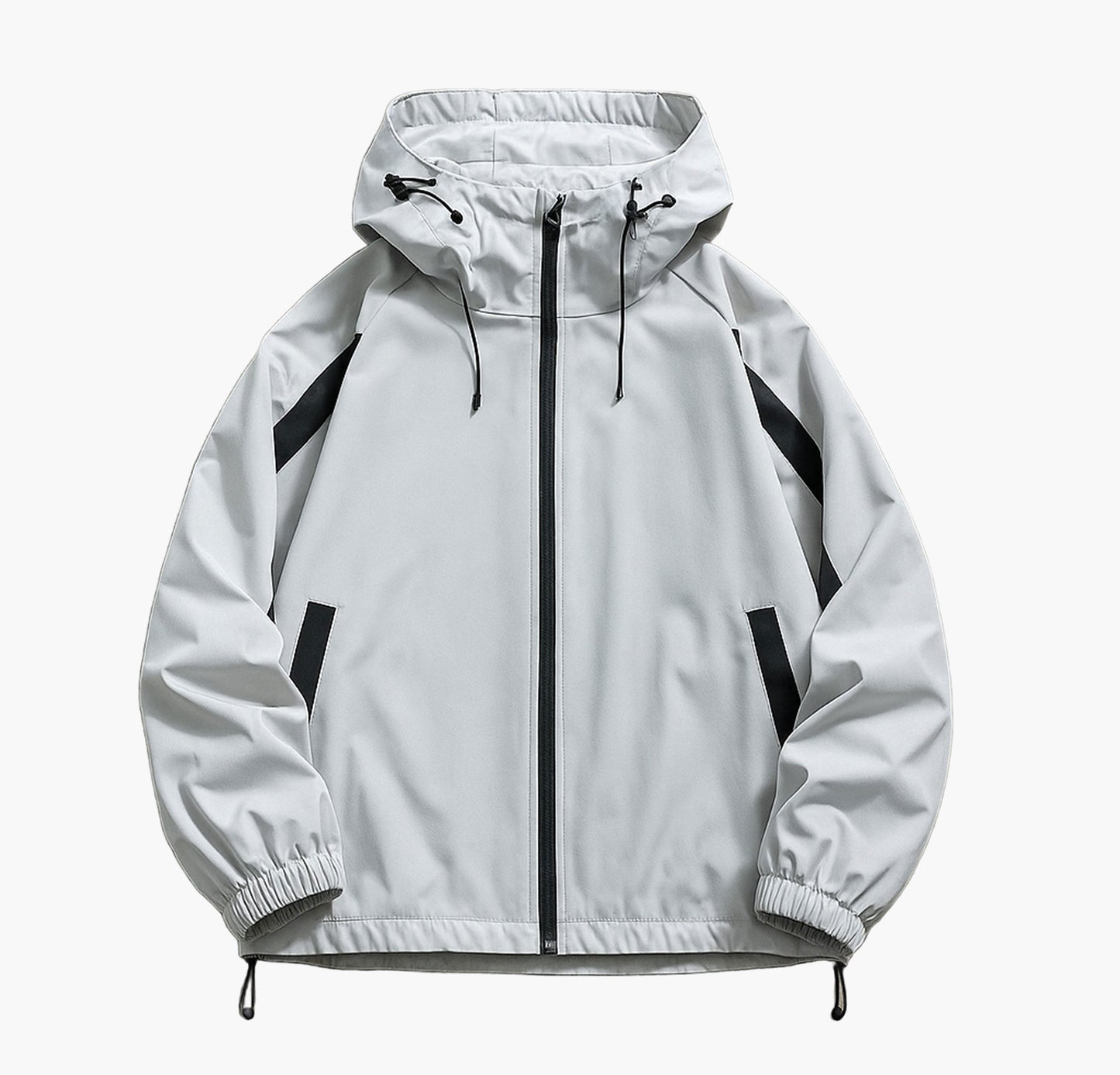 Men’s Windproof Hooded Jacket – Lightweight Burgundy Zip-Up Windbreaker