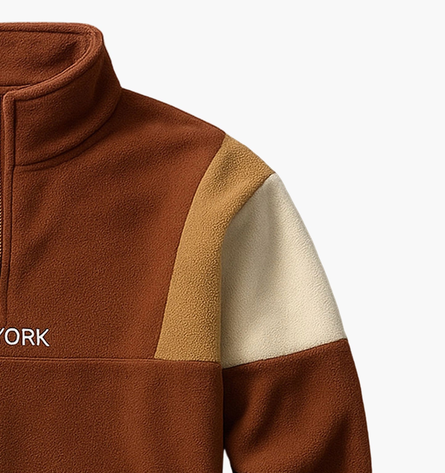 Unisex Block Fleece-Lined Jacket – Zip-Up Coat with “New York” Embroidery
