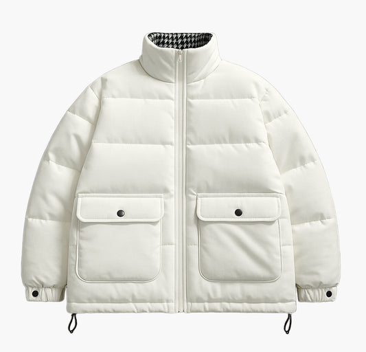 Men’s Insulated Winter Jacket – Zip-Up Stand Collar Coat