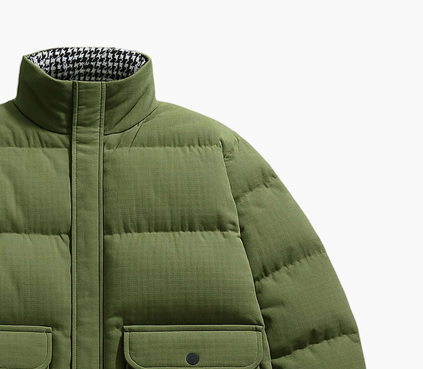 Men’s Insulated Winter Jacket – Zip-Up Stand Collar Design