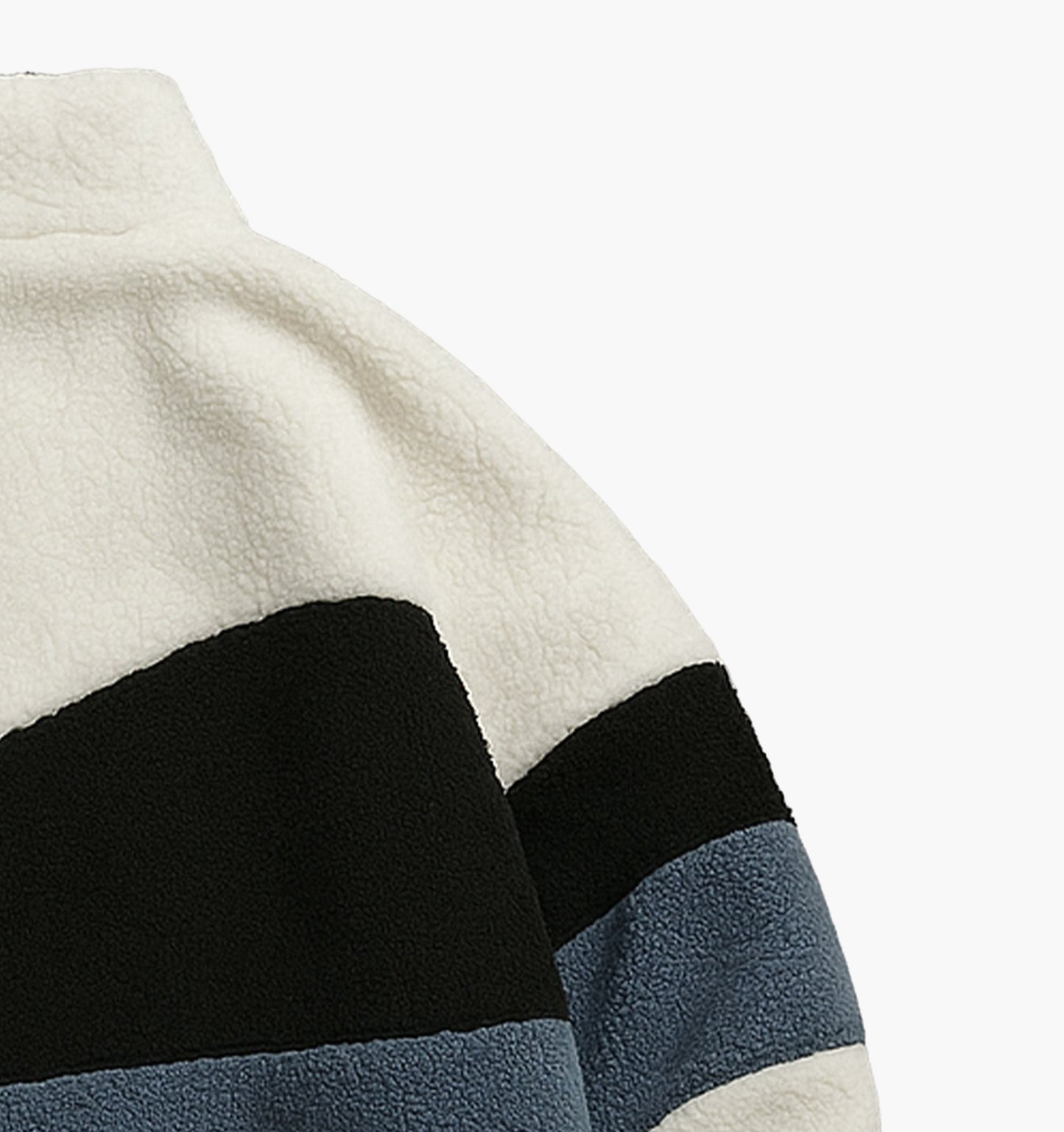 Men’s Plush Fleece Jacket – Thick Warm Color Block Zip-Up Winter Coat