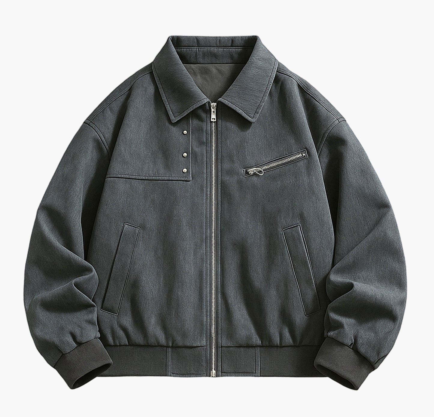 Men’s Vintage Bomber Jacket – Beige Faux Leather Motorcycle Style