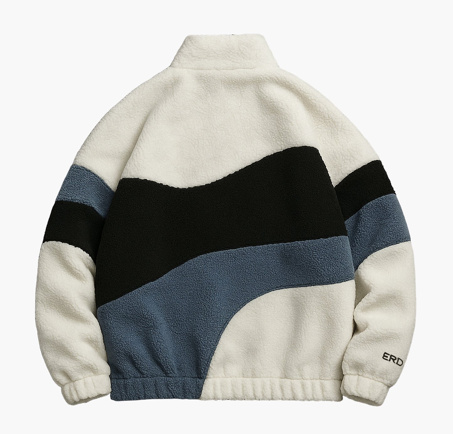 Men’s Plush Fleece Jacket – Thick Warm Color Block Zip-Up Winter Coat