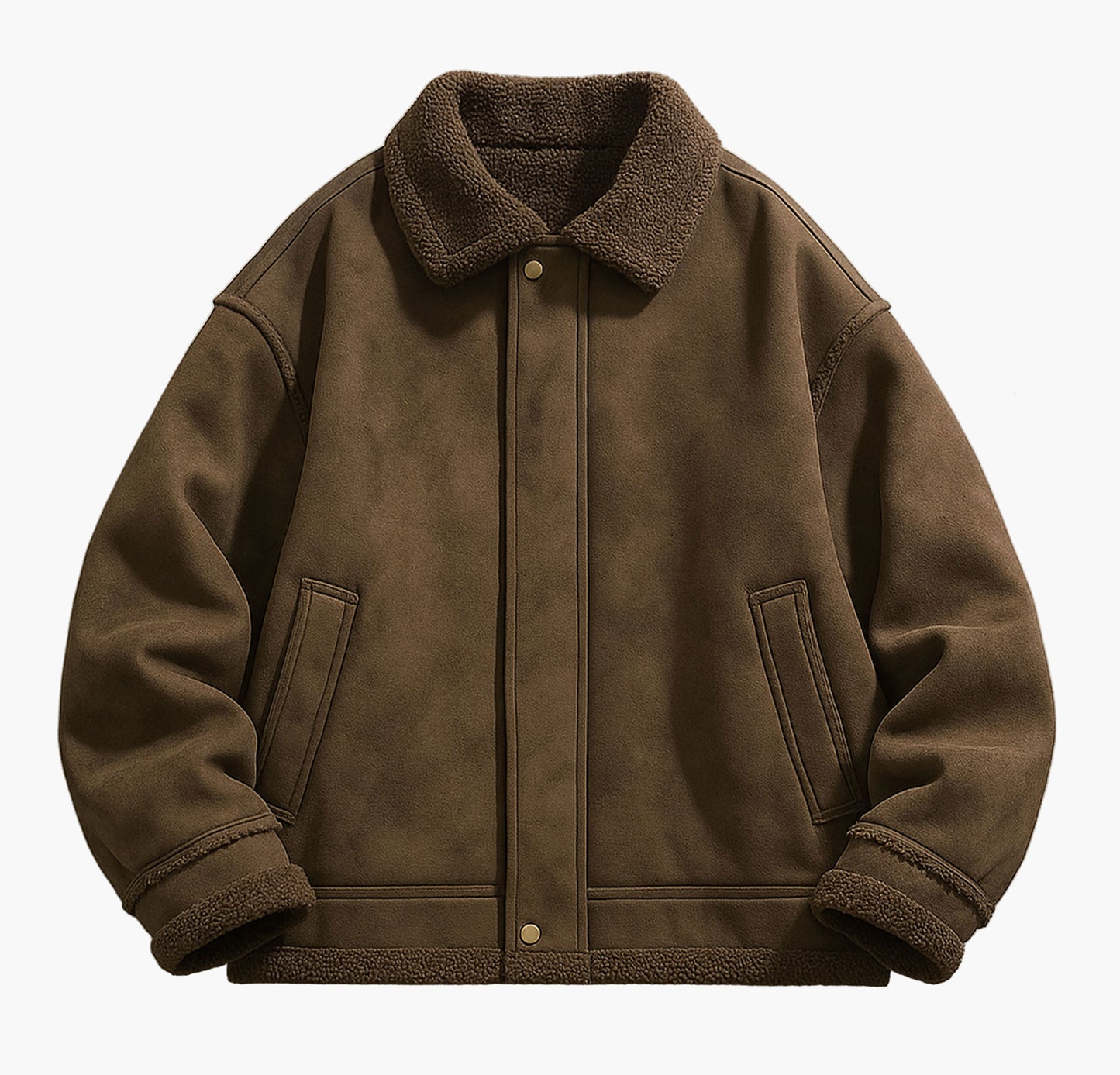 Men’s Thick Fleece Winter Jacket – Windproof Zip-Up Coat