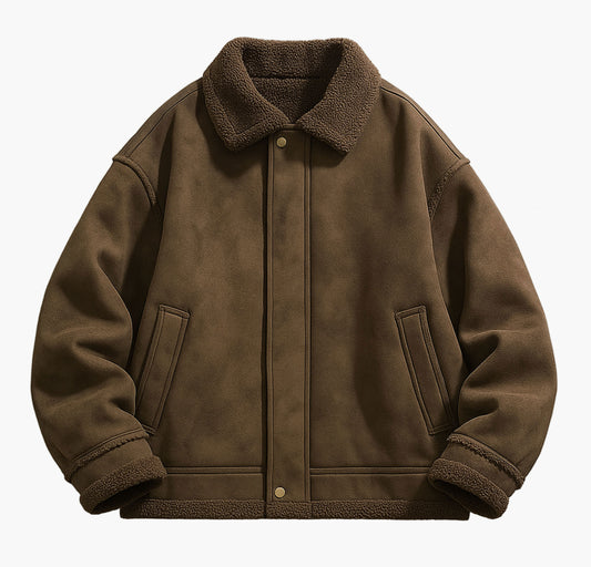 Men’s Thick Fleece Winter Jacket – Windproof Zip-Up Coat