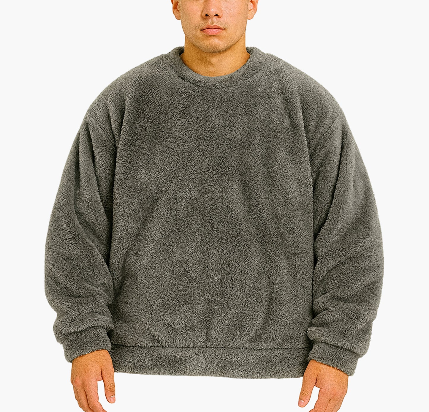 Men’s Plush Fleece Sweatshirt – Warm Crew Neck Pullover