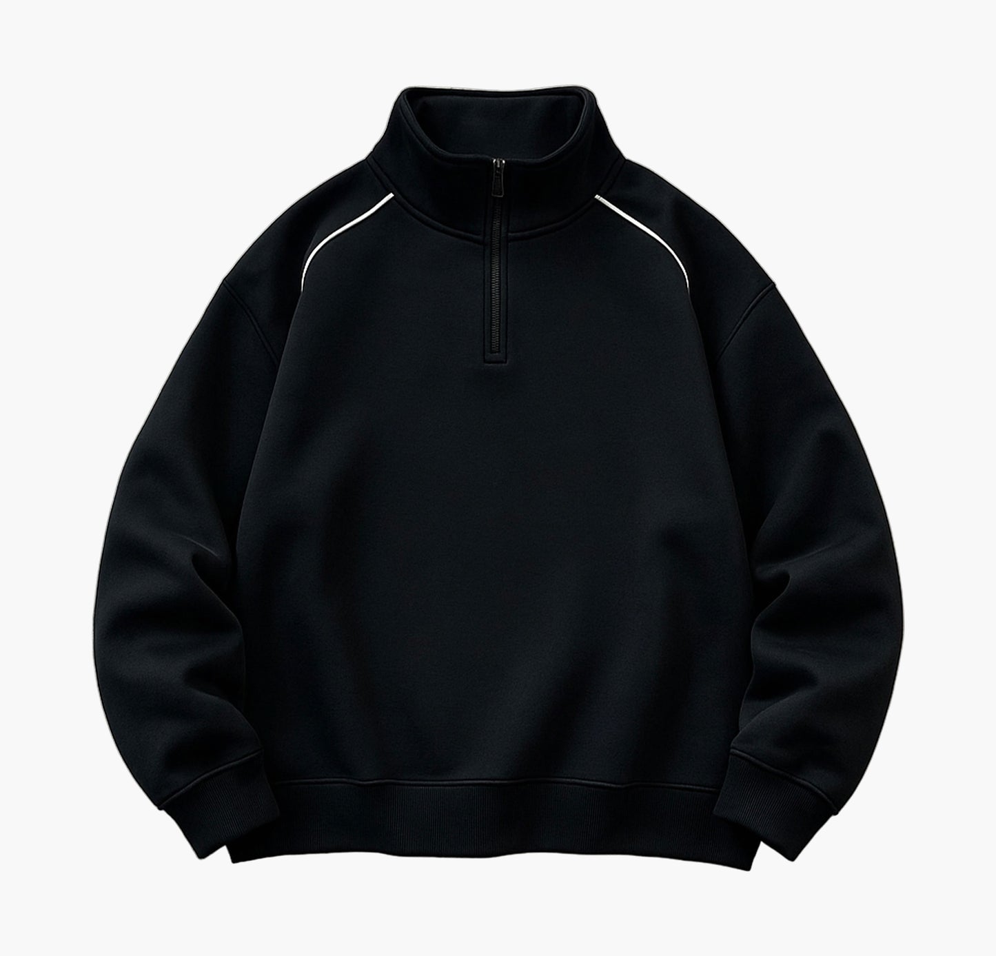 Men’s Black Half-Zip Sweater – Loose Fit Pullover for Casual & Office Wear