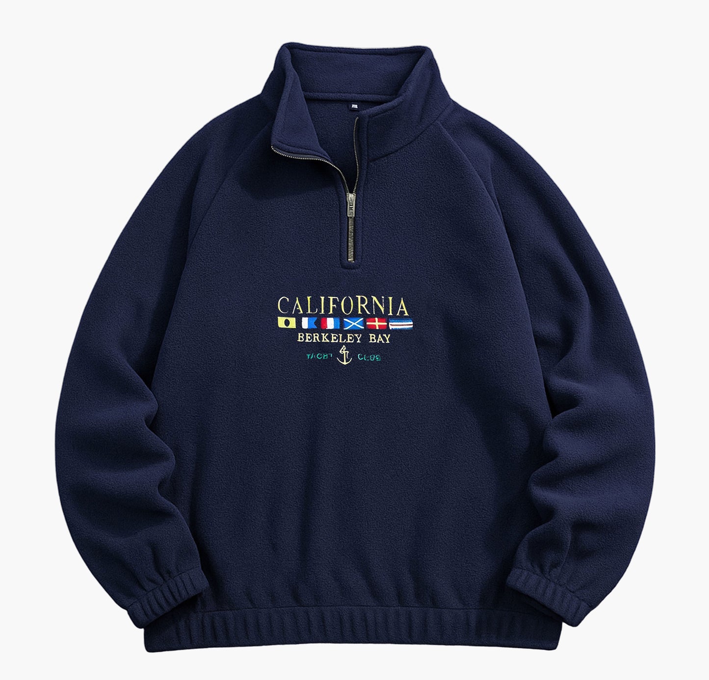 Men’s California Fleece Sweatshirt – Embroidered Zip-Up with Stand Collar
