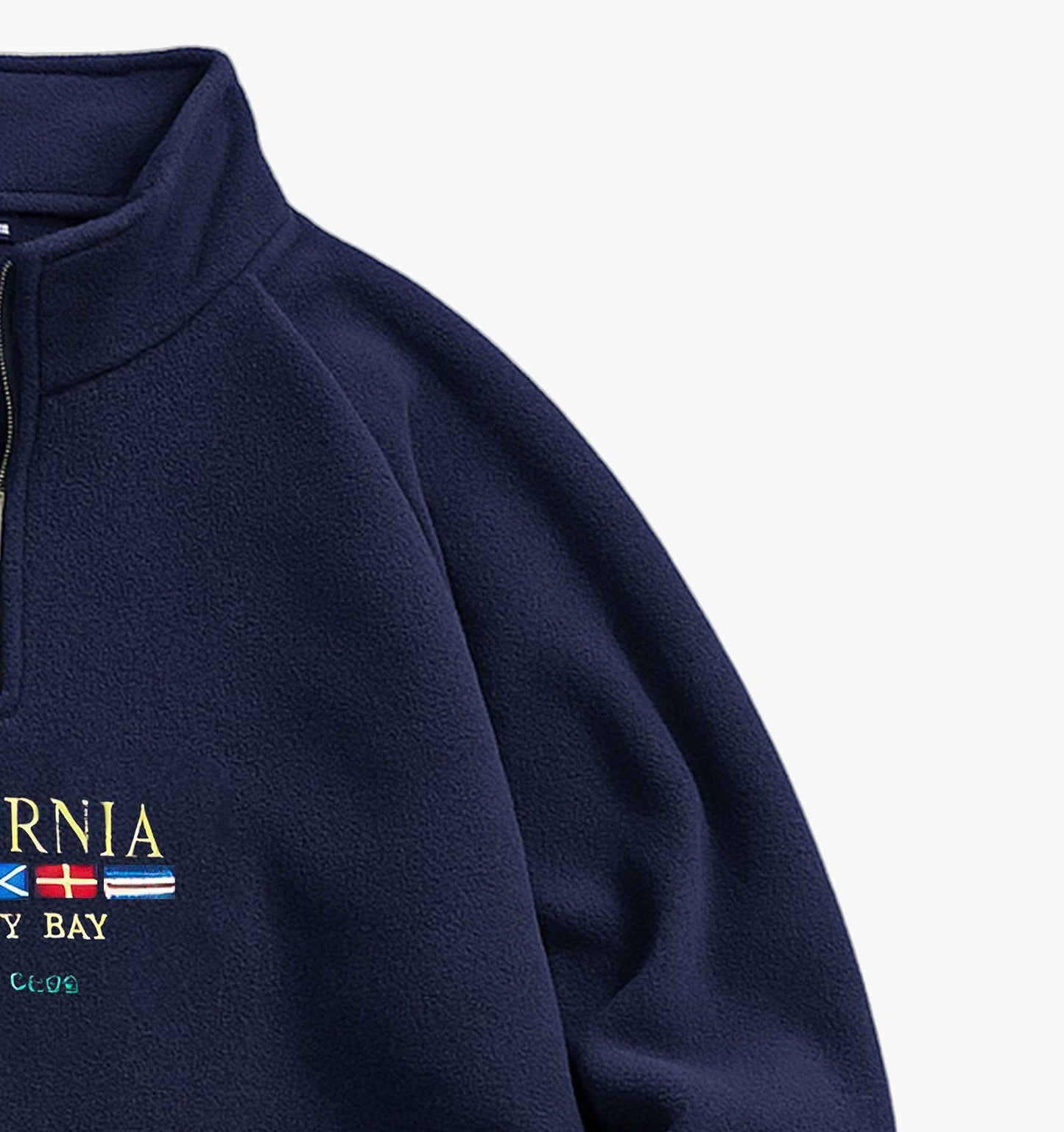 Men’s California Fleece Sweatshirt – Embroidered Zip-Up with Stand Collar
