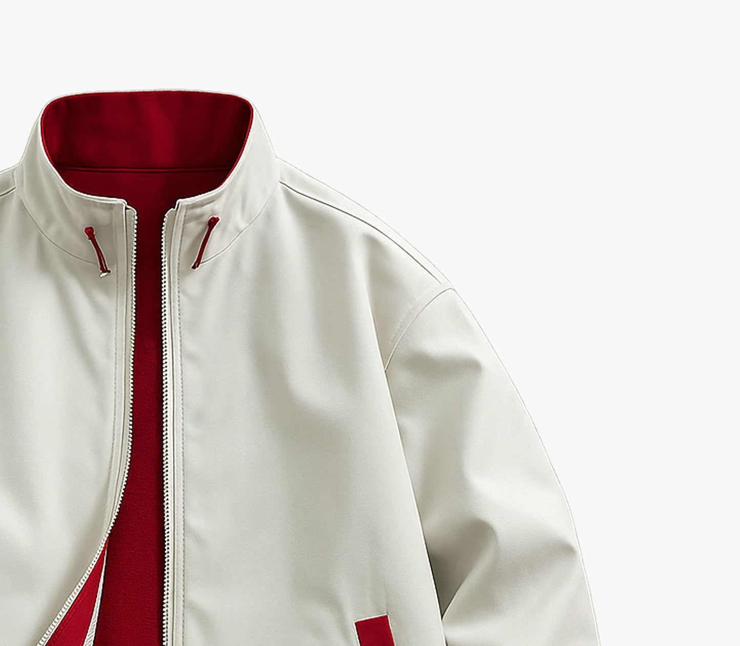 Men’s Dual-Sided Lightweight Jacket – White & Olive Green Full-Zip Coat