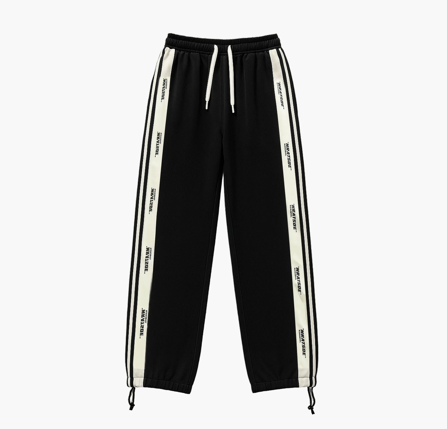 Men’s Casual Jogger Pants – Striped Straight-Leg Trousers with Letter Print