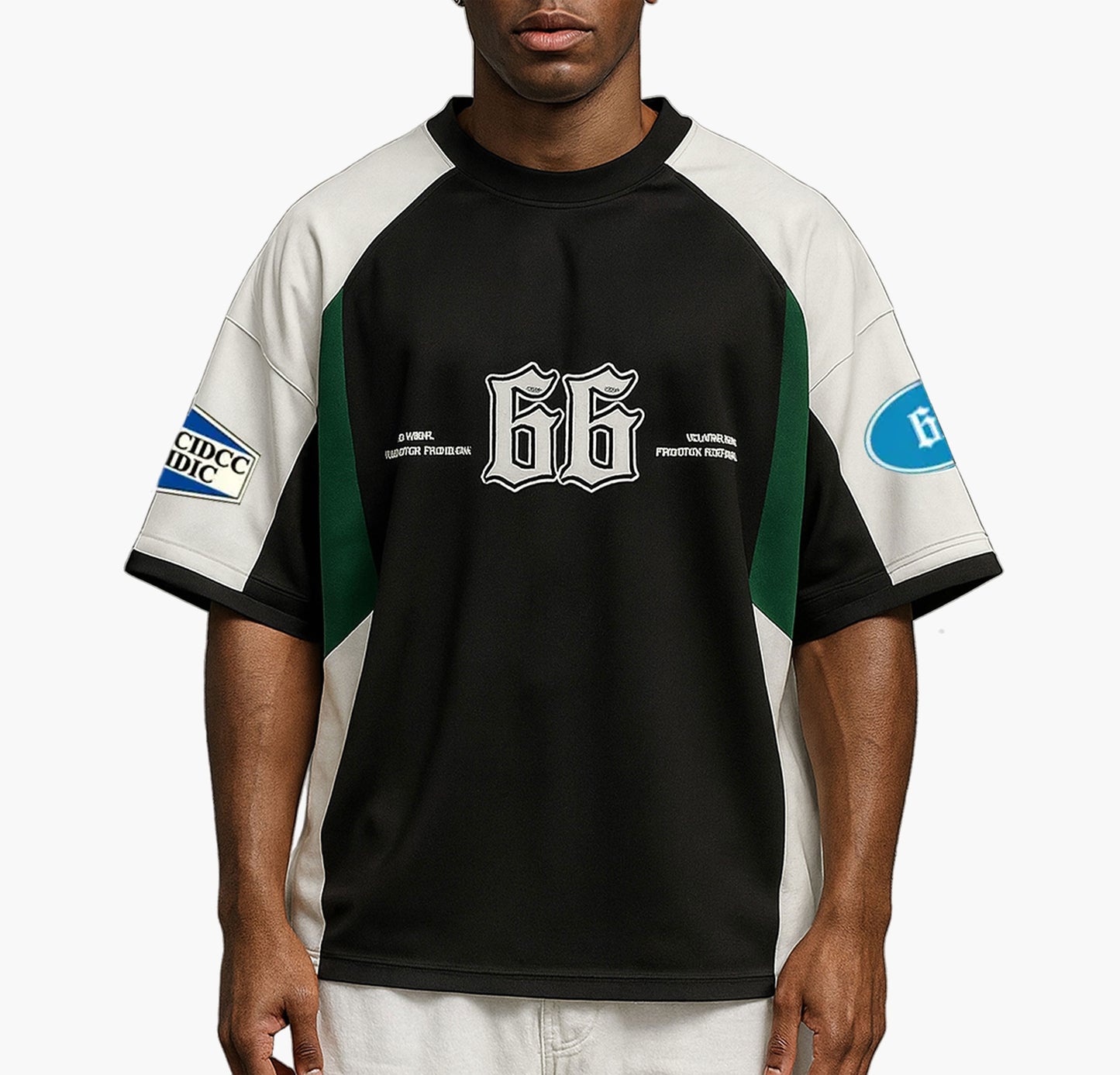 Men’s 3D “66” Print T-Shirt – Heavyweight Crewneck Cotton Tee