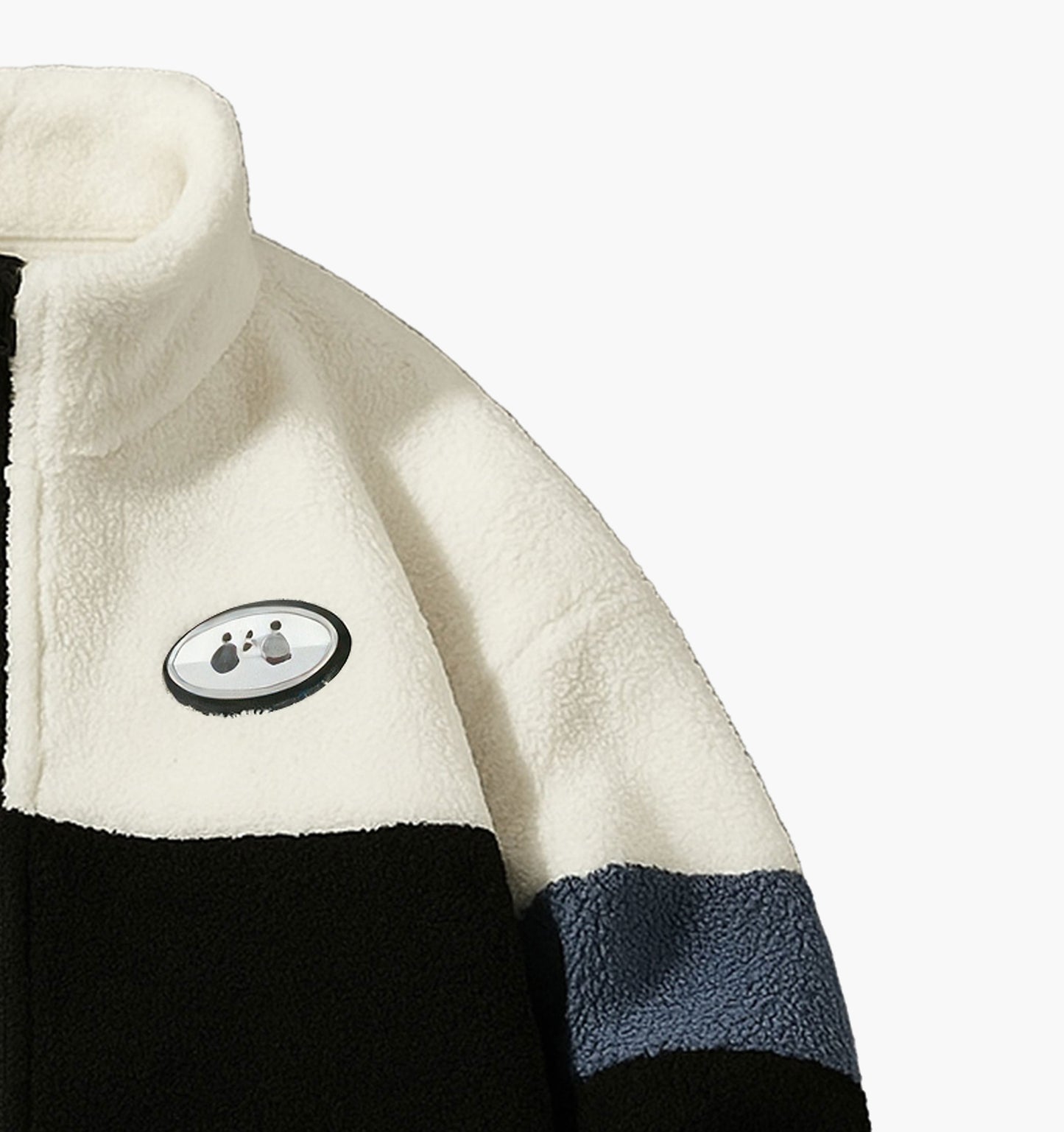 Men’s Plush Fleece Jacket – Thick Warm Color Block Zip-Up Winter Coat