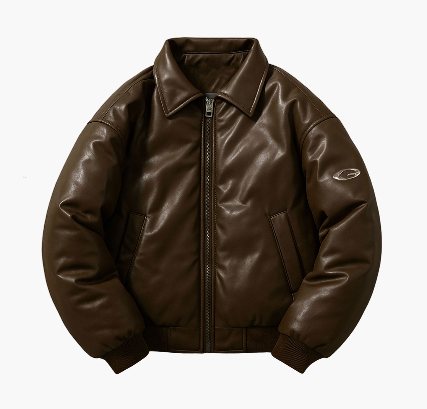 Unisex Glossy Puffer Jacket – Thick Winter Down Coat with Zipper & Pockets