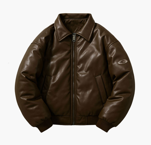 Unisex Glossy Puffer Jacket – Thick Winter Down Coat with Zipper & Pockets