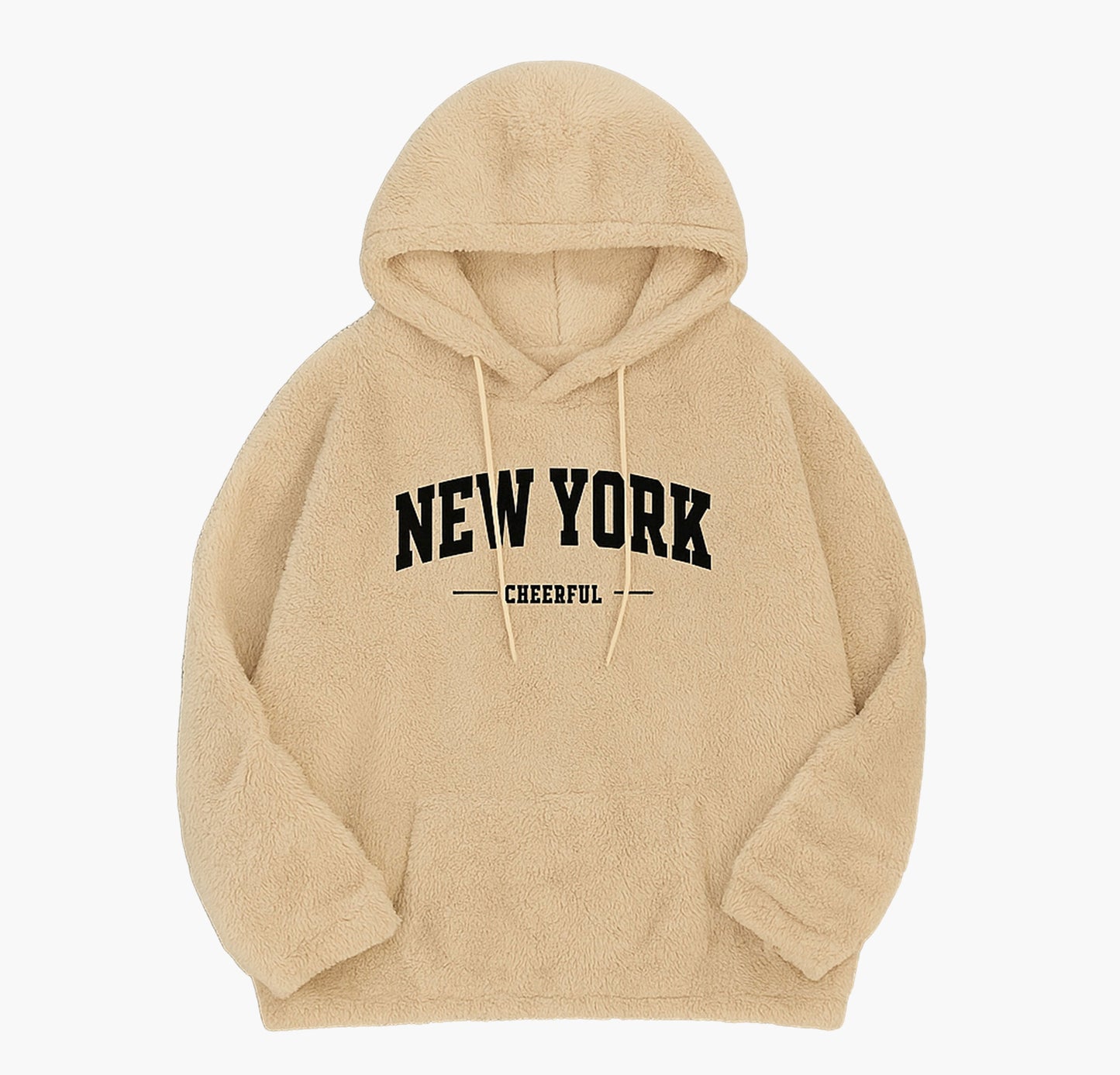Men’s York Graphic Hoodie – Fleece-Lined Pullover with Letter Print & Pocket