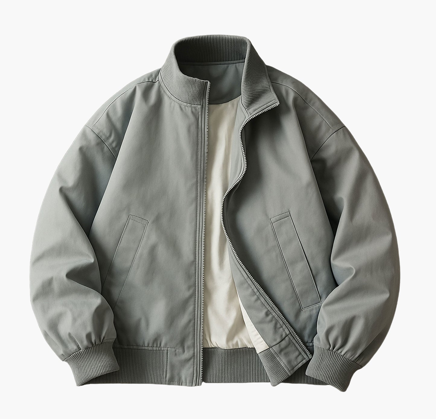 Men’s Retro Bomber Jacket – Classic Zip-Up Spring Coat