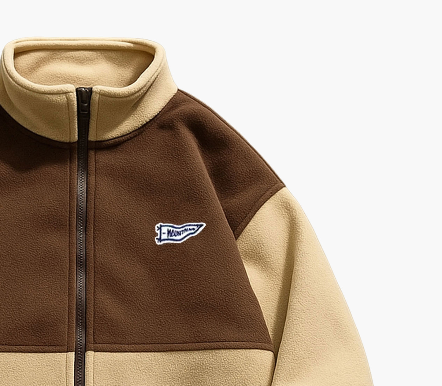 Men’s Black & Gray Color Block Jacket – Zip-Up Casual Coat with Stand Collar