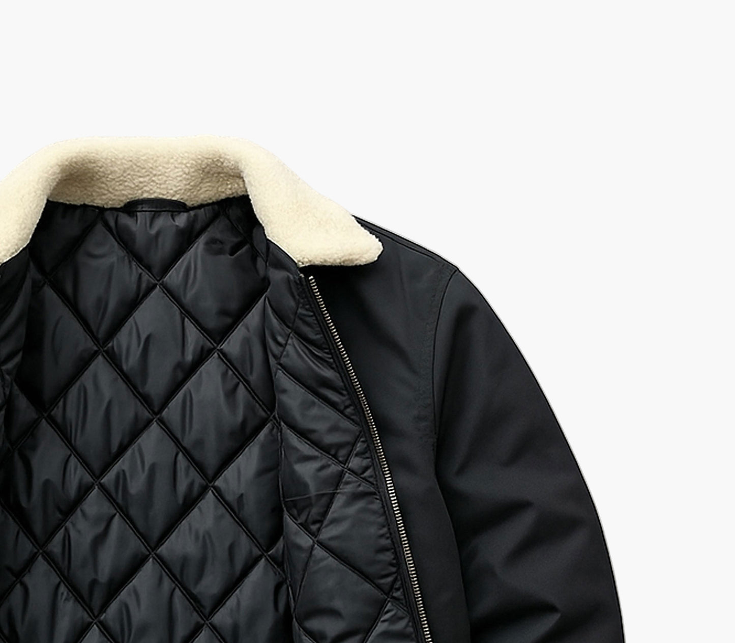 Men’s Polyester Bomber Jacket – Plush Collar Winter Coat