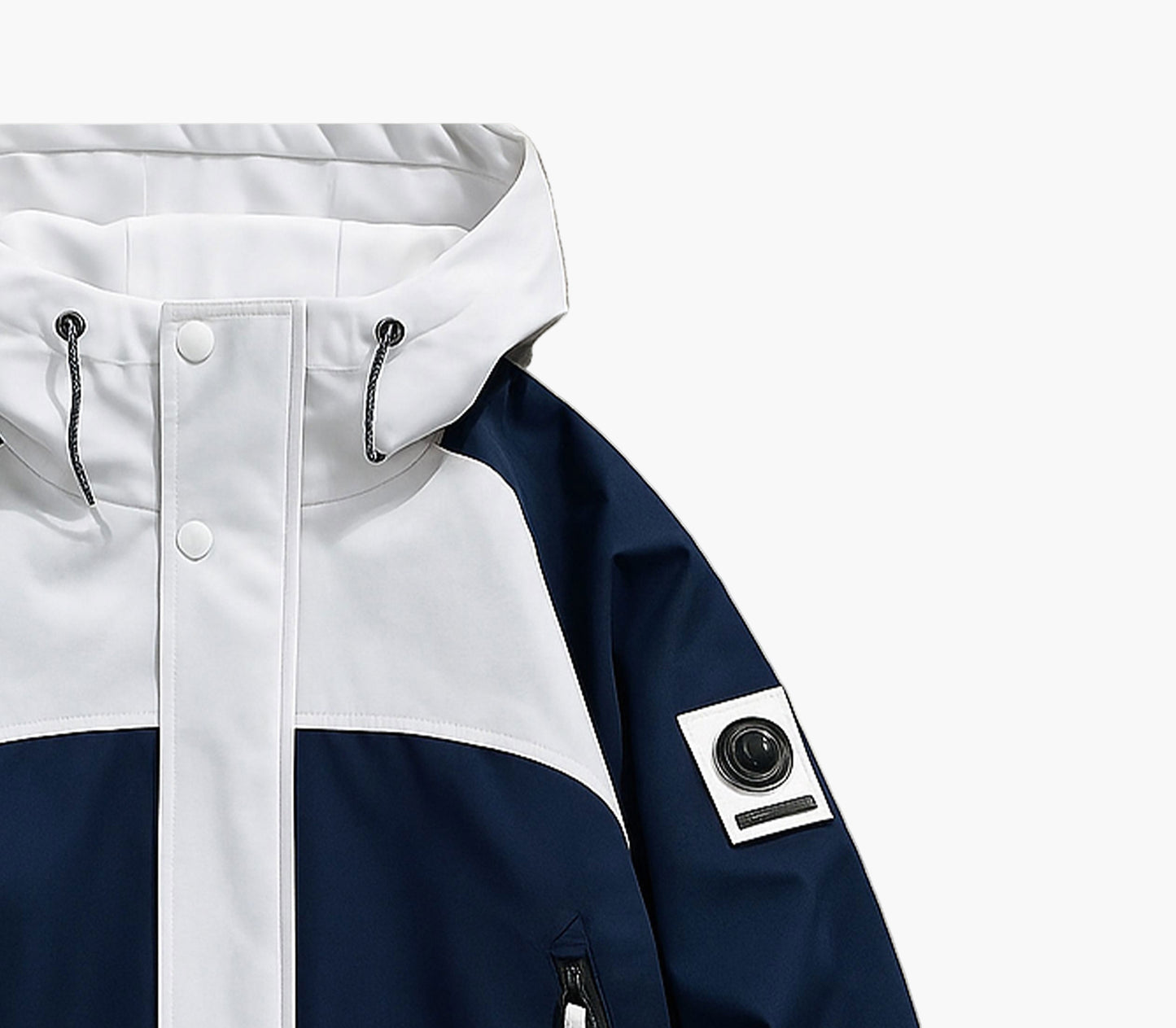 Men’s Turquoise & White Ski Jacket – Hooded Winter Coat with Full-Zip Closure