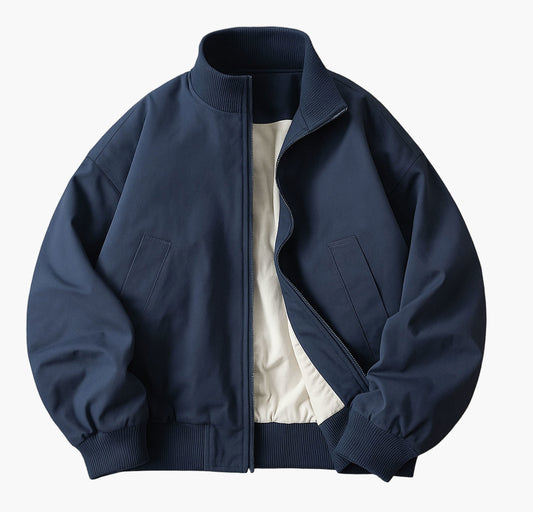 Men’s Retro Bomber Jacket – Casual Zip-Up Spring Outerwear