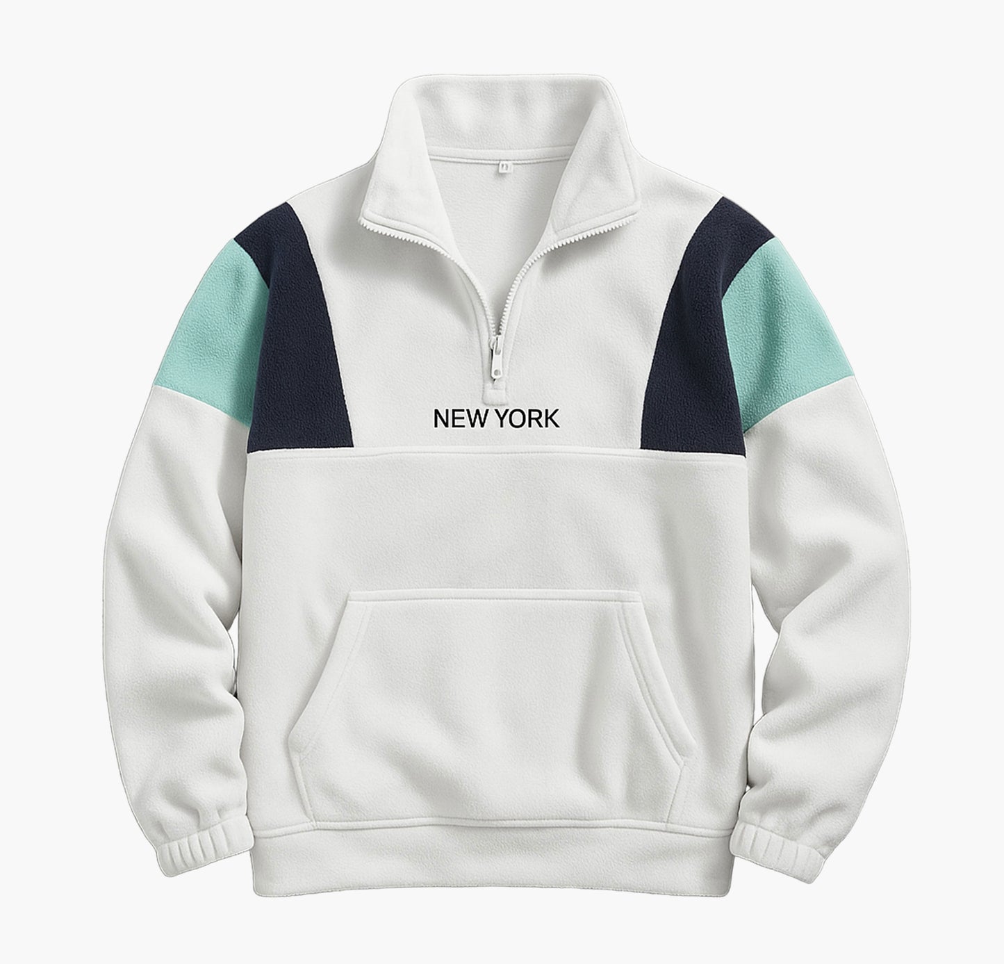 Unisex Fleece-Lined Zip-Up Jacket – Block Design with “New York” Embroidery